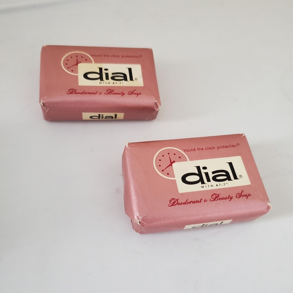Vintage Dial Deodorant Beauty Soap Pink Bar AT-7 Round the Clock Lot of 2 1.5oz